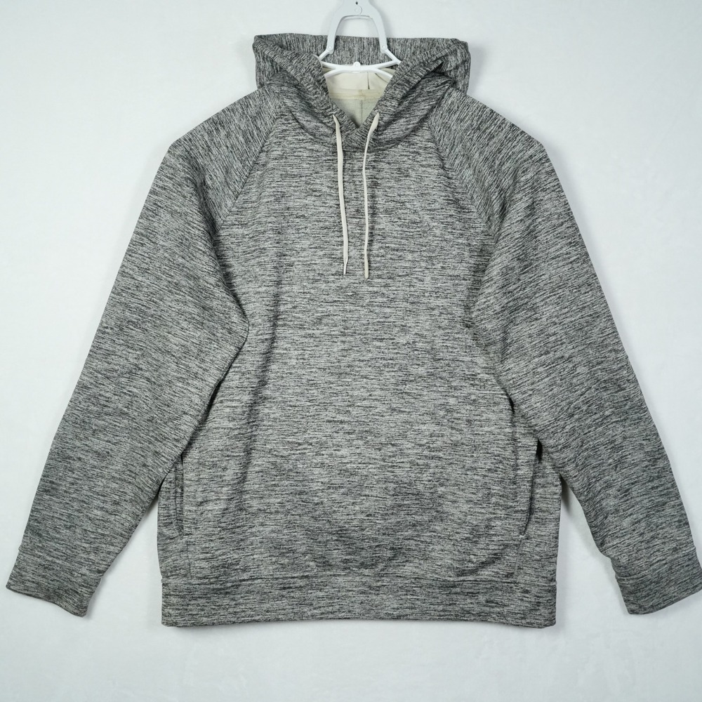 Lululemon Mens City Sweat Pullover Hoodie XL Heathered Black White Space Dye